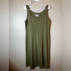 Everlane Olive Green Sleeveless Scoop Fit & Flare Midi Dress Size L